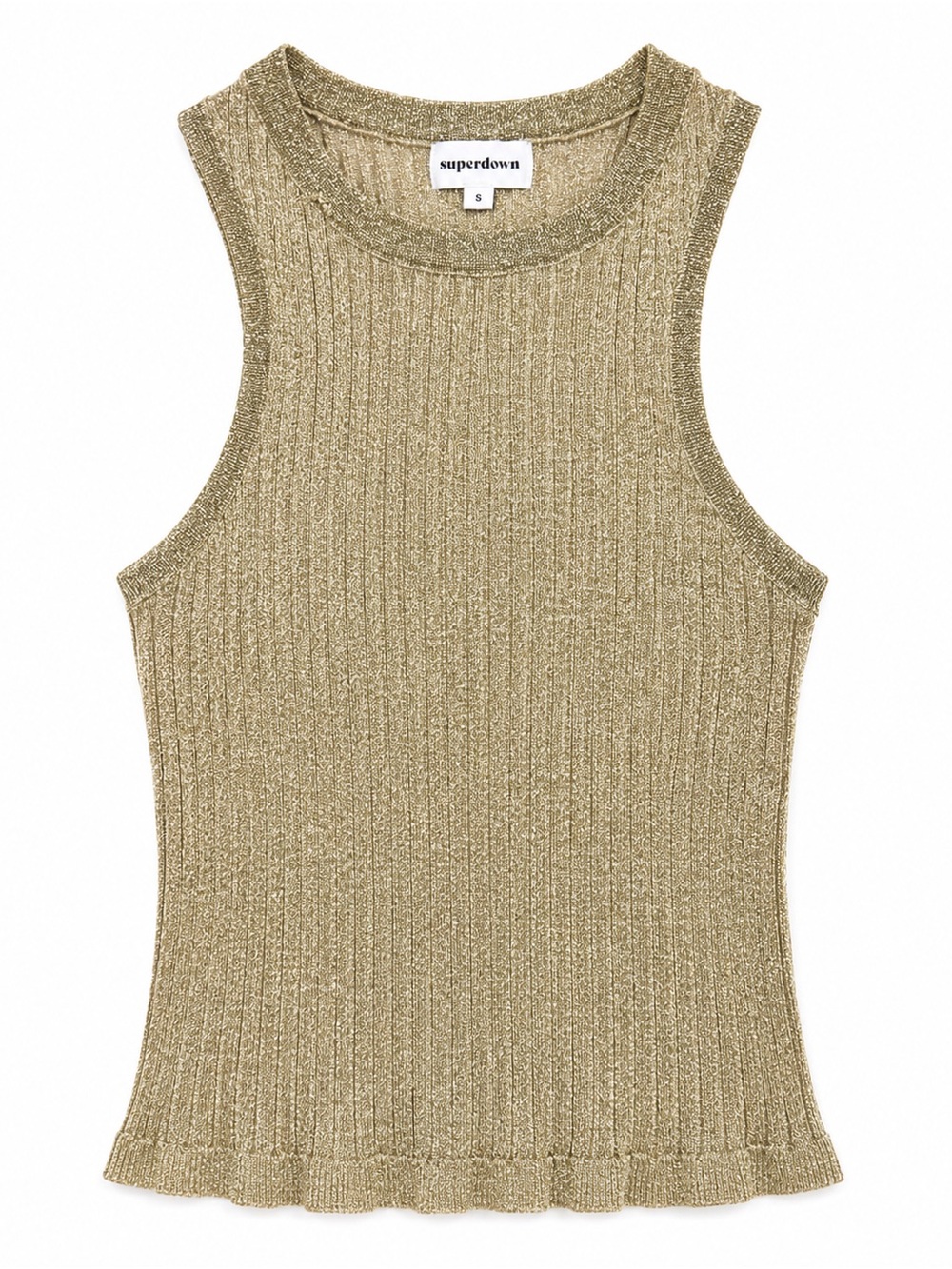 superdown Metallic Ribbed Tank Top - Gold